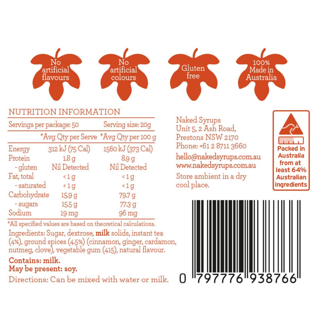 Naked Syrups Spiced Chai Powder 1Kg 3 Naked Syrups Spiced Chai Powder 1Kg - Image 3